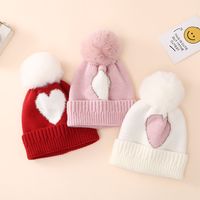 Girl's Basic Heart Shape Jacquard Wool Cap main image 2