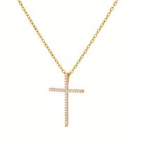 Einfacher Stil Kreuzen Kupfer Vergoldet Zirkon Halskette Mit Anhänger In Masse main image 3