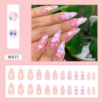 French Style Sweet Solid Color Cartoon Star Butterfly Plastic Nail Patches 1 Set sku image 26