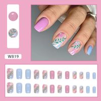 French Style Sweet Solid Color Cartoon Star Butterfly Plastic Nail Patches 1 Set sku image 22