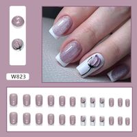 French Style Sweet Solid Color Cartoon Star Butterfly Plastic Nail Patches 1 Set sku image 34