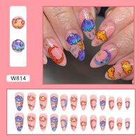 French Style Sweet Solid Color Cartoon Star Butterfly Plastic Nail Patches 1 Set sku image 29