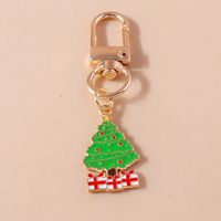 Cute Christmas Hat Christmas Tree Santa Claus Alloy Enamel Christmas Bag Pendant Keychain sku image 1