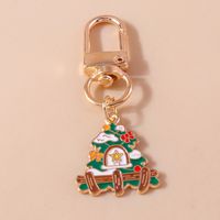 Cute Christmas Hat Christmas Tree Santa Claus Alloy Enamel Christmas Bag Pendant Keychain sku image 2