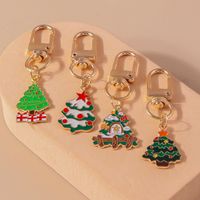 Cute Christmas Hat Christmas Tree Santa Claus Alloy Enamel Christmas Bag Pendant Keychain main image 1