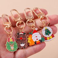 Cute Christmas Hat Christmas Tree Santa Claus Alloy Enamel Christmas Bag Pendant Keychain main image 5