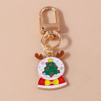 Cute Christmas Hat Christmas Tree Santa Claus Alloy Enamel Christmas Bag Pendant Keychain sku image 7