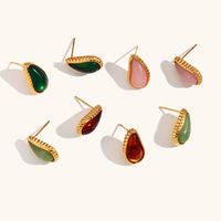 1 Pair Retro Lady Geometric Plating Inlay Stainless Steel Artificial Gemstones Ear Studs main image 2