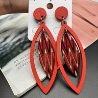 1 Pair Vintage Style Ethnic Style Leaves Lines Lacquer Painting Wood Drop Earrings main image 2