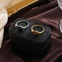 Retro Square Copper Plating Inlay Agate Zircon 18k Gold Plated Silver Plated Open Rings main image 5