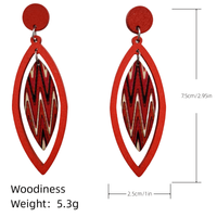 1 Pair Vintage Style Ethnic Style Leaves Lines Lacquer Painting Wood Drop Earrings main image 6