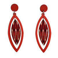1 Pair Vintage Style Ethnic Style Leaves Lines Lacquer Painting Wood Drop Earrings sku image 1