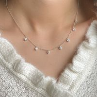 Sweet Simple Style Water Droplets Copper Inlay Artificial Diamond Necklace sku image 1