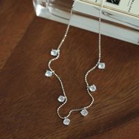 Sweet Simple Style Water Droplets Copper Inlay Artificial Diamond Necklace main image 6