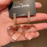 1 Pair Glam Heart Shape Artificial Crystal Drop Earrings main image 2