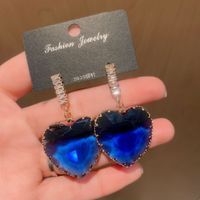 1 Pair Glam Heart Shape Artificial Crystal Drop Earrings main image 3
