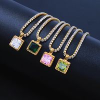 Simple Style Square Stainless Steel Plating Inlay Zircon Pendant Necklace main image 1