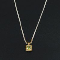 Simple Style Square Stainless Steel Plating Inlay Zircon Pendant Necklace sku image 4
