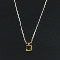 Simple Style Square Stainless Steel Plating Inlay Zircon Pendant Necklace sku image 6