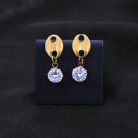 Elegant Oval Stainless Steel Inlay Zircon Earrings Necklace main image 4
