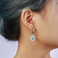 1 Pair Simple Style Flower Inlay Titanium Steel Natural Stone Drop Earrings main image 5