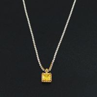 Simple Style Square Stainless Steel Plating Inlay Zircon Pendant Necklace sku image 3