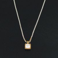 Simple Style Square Stainless Steel Plating Inlay Zircon Pendant Necklace sku image 1