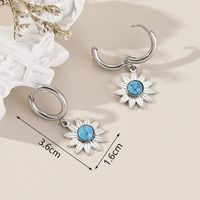 1 Pair Simple Style Flower Inlay Titanium Steel Natural Stone Drop Earrings main image 3