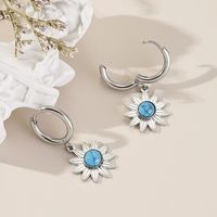 1 Pair Simple Style Flower Inlay Titanium Steel Natural Stone Drop Earrings main image 2