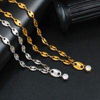 Elegant Oval Stainless Steel Inlay Zircon Earrings Necklace main image 2