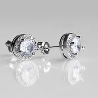 1 Pair Hip-hop Solid Color Plating Inlay Copper Artificial Diamond Ear Studs main image 5