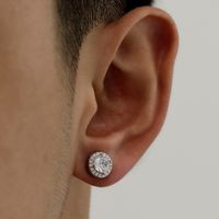 1 Pair Hip-hop Solid Color Plating Inlay Copper Artificial Diamond Ear Studs main image 3