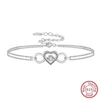 Einfacher Stil Herzform Sterling Silber Inlay Juwel Armbänder sku image 2