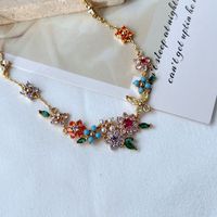 Glam Blume Metall Inlay Künstliche Perlen Zirkon Frau Ohrringe Halskette sku image 2