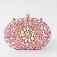 Gold Green Blue Pu Leather Flower Oval Evening Bags sku image 4