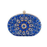 Gold Green Blue Pu Leather Flower Oval Evening Bags main image 3