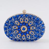 Gold Green Blue Pu Leather Flower Oval Evening Bags sku image 3