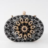 Gold Green Blue Pu Leather Flower Oval Evening Bags sku image 5