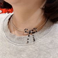 Ig Style Sweet Bow Knot Artificial Crystal Beaded Knitting Women's Necklace main image 1