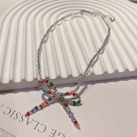 Ig Style Sweet Bow Knot Artificial Crystal Beaded Knitting Women's Necklace main image 5