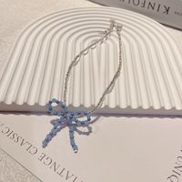 Ig Style Sweet Bow Knot Artificial Crystal Beaded Knitting Women's Necklace sku image 4