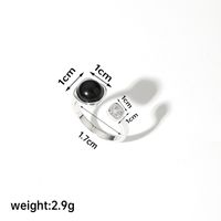Retro Square Copper Plating Inlay Agate Zircon 18k Gold Plated Silver Plated Open Rings sku image 2