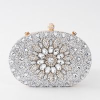 Gold Green Blue Pu Leather Flower Oval Evening Bags sku image 6