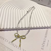 Ig Style Sweet Bow Knot Artificial Crystal Beaded Knitting Women's Necklace main image 3