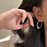 1 Pair Retro Round Beaded Polishing Pearl Sterling Silver Hoop Earrings main image 5