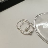 1 Pair Retro Round Beaded Polishing Pearl Sterling Silver Hoop Earrings main image 2