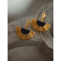 1 Pair Casual Simple Style Semicircle Plating Metal Drop Earrings sku image 1