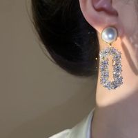 1 Paire Style Ig Brillant Ovale Incruster Strass Strass Zircon Boucles D'oreilles main image 5