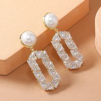1 Paire Style Ig Brillant Ovale Incruster Strass Strass Zircon Boucles D'oreilles main image 3