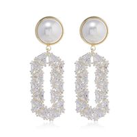 1 Paire Style Ig Brillant Ovale Incruster Strass Strass Zircon Boucles D'oreilles main image 2